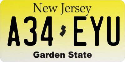 NJ license plate A34EYU