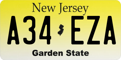 NJ license plate A34EZA
