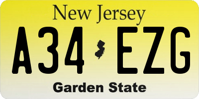 NJ license plate A34EZG