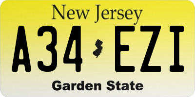 NJ license plate A34EZI