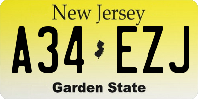 NJ license plate A34EZJ