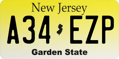 NJ license plate A34EZP