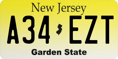 NJ license plate A34EZT