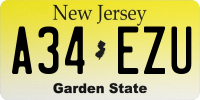NJ license plate A34EZU