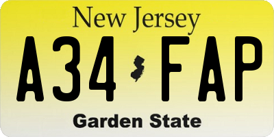 NJ license plate A34FAP