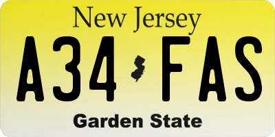 NJ license plate A34FAS