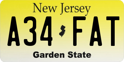 NJ license plate A34FAT