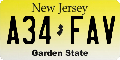 NJ license plate A34FAV