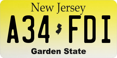 NJ license plate A34FDI