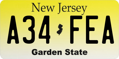 NJ license plate A34FEA