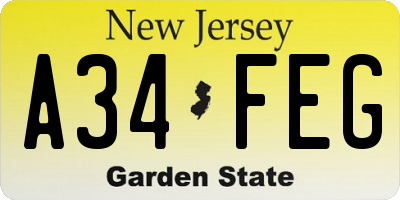 NJ license plate A34FEG