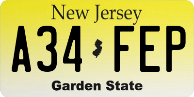 NJ license plate A34FEP