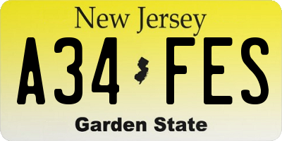 NJ license plate A34FES