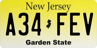 NJ license plate A34FEV