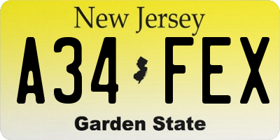 NJ license plate A34FEX