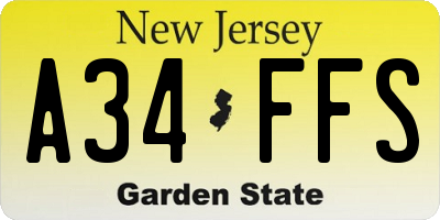 NJ license plate A34FFS