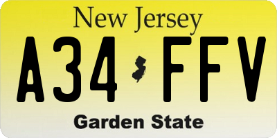 NJ license plate A34FFV