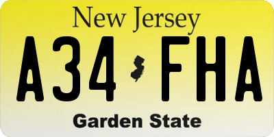 NJ license plate A34FHA