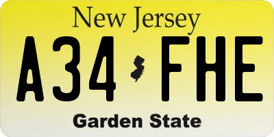 NJ license plate A34FHE