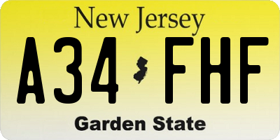 NJ license plate A34FHF