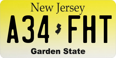 NJ license plate A34FHT