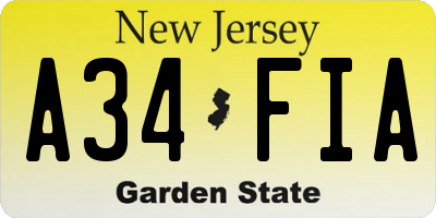 NJ license plate A34FIA
