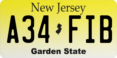 NJ license plate A34FIB