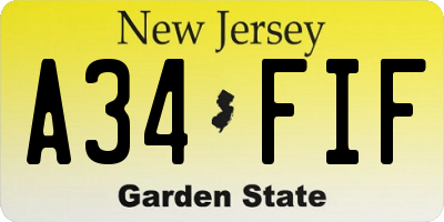 NJ license plate A34FIF