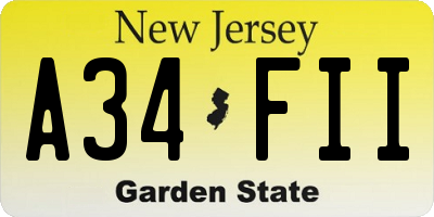 NJ license plate A34FII
