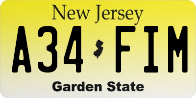 NJ license plate A34FIM