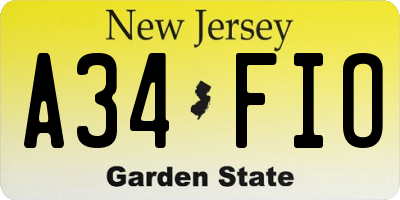 NJ license plate A34FIO