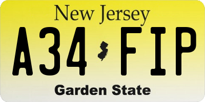 NJ license plate A34FIP