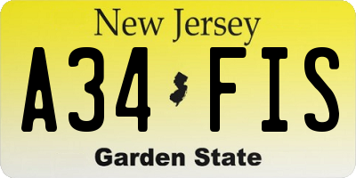 NJ license plate A34FIS