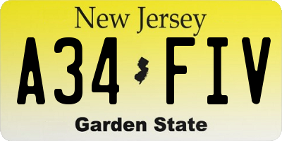 NJ license plate A34FIV