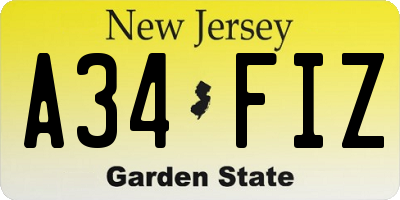 NJ license plate A34FIZ