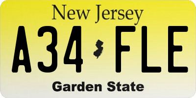 NJ license plate A34FLE