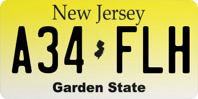 NJ license plate A34FLH