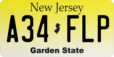 NJ license plate A34FLP