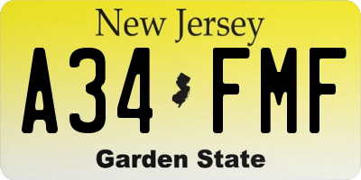 NJ license plate A34FMF