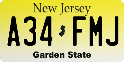 NJ license plate A34FMJ