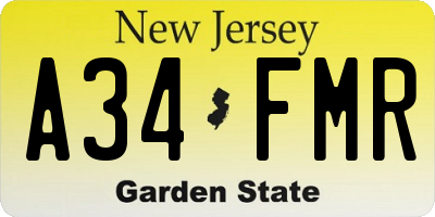 NJ license plate A34FMR