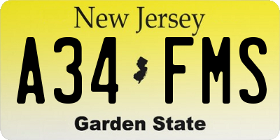NJ license plate A34FMS