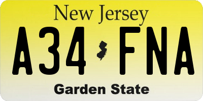 NJ license plate A34FNA