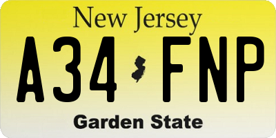 NJ license plate A34FNP