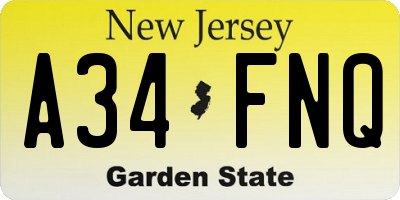 NJ license plate A34FNQ