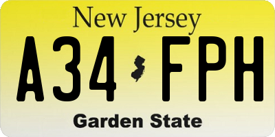 NJ license plate A34FPH