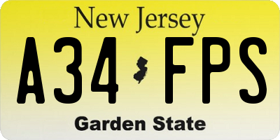 NJ license plate A34FPS