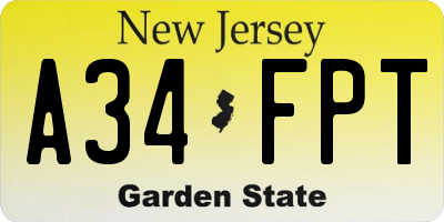 NJ license plate A34FPT