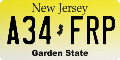 NJ license plate A34FRP