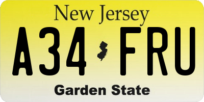 NJ license plate A34FRU